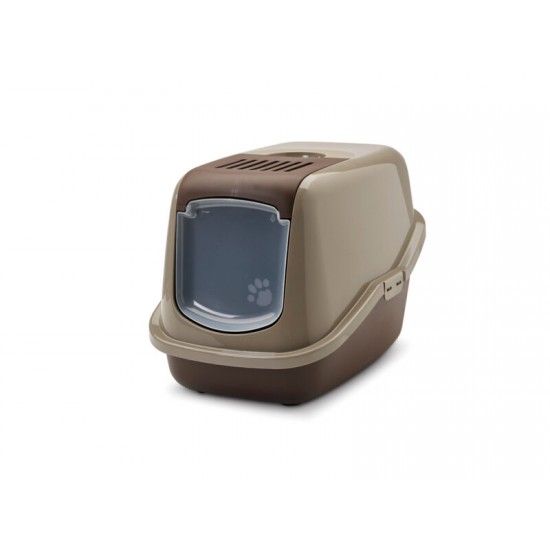 Savic Nestor Brown - Закрита котешка тоалетна с филтър против миризми, сиво и кафяво 56x39x38.5 см