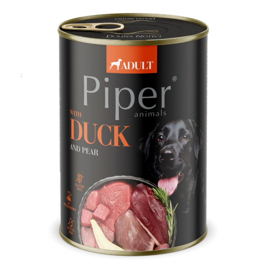 Piper Adult Dog – Консервирана храна за кучета с патица и круша, 400 гр