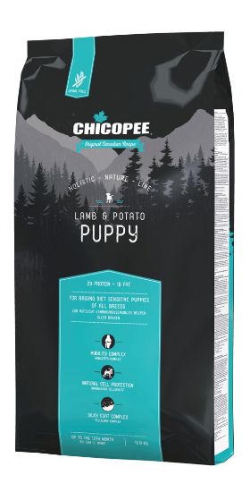 Chicopee Dog Holistic Puppy - Пълноценна суха храна за подрастващи кучета с агнешко месо и картофи, 12 кг.