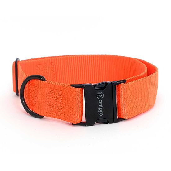 Anipro Extra Strong Black - Регулируем нашийник за кучета, лента, 40мм/45-70см - оранжев с черна тока