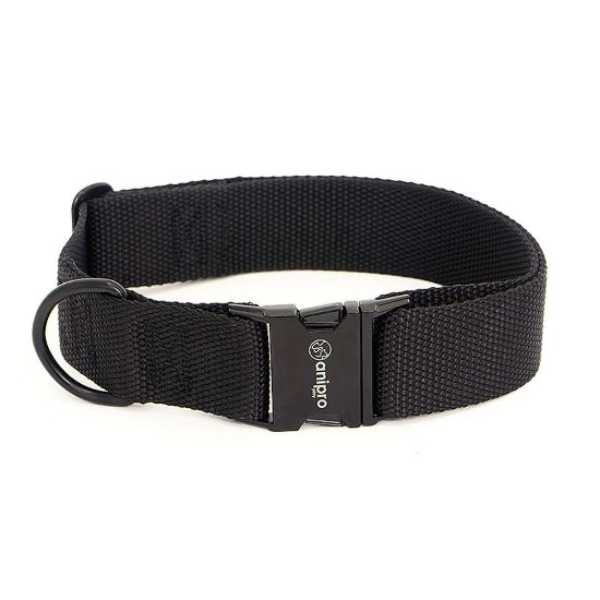 Аnipro Extra Strong Black - Регулируем нашийник за кучета, лента, 40мм/45см-70см - черен с черна тока
