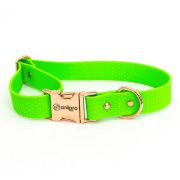 Anipro Hexagon - Регулируем нашийник за кучета, водоустойчива лента хексагон 25мм/35-55см неоново зелен с тока розово злато 1