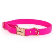 Anipro Hexagon - Регулируем нашийник за кучета, водоустойчива лента хексагон 25мм/35-55см неоново розов с тока розово злато 2