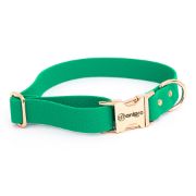 Anipro Hexagon - Регулируем нашийник за кучета, водоустойчива лента хексагон 25мм/35-55см пастелено зелен с тока розово злато 2