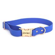 Anipro Hexagon - Регулируем нашийник за кучета, водоустойчива лента хексагон 25мм/35-55см тъмно син с тока розово злато 2