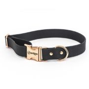 Anipro Hexagon - Регулируем нашийник за кучета, водоустойчива лента хексагон 25мм/35-55см черен с тока розово злато 1