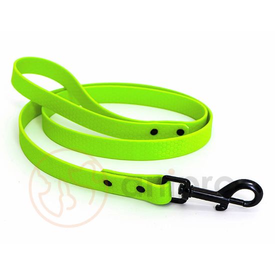 Anipro Hexagon - Повод за кучета, водоустойчива лента хексагон 20мм/120см неоново зелен с черна карабинка