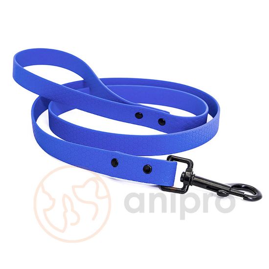 Anipro Hexagon - Повод лента хексагон за кучета, 20мм/120см тъмно син с черна карабинка