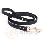 Anipro Hexagon - Повод лента хексагон за кучета, 20мм/120см черен с карабинка розово злато 1