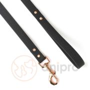 Anipro Hexagon - Повод лента хексагон за кучета, 20мм/120см черен с карабинка розово злато 2