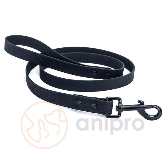 Anipro Hexagon - Повод лента хексагон за кучета, 20мм/120см черен с черна карабинка