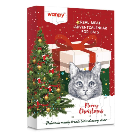 Wanpy Christmas Calendar for Cats – Коледен календар с асорти лакомства за котки, 100 г
