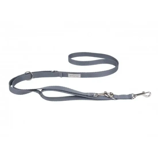Amiplay Samba 7in1 Medium - Модерен, регулируем повод за кучета , 100 - 200 см./ 2.0 см. - сив