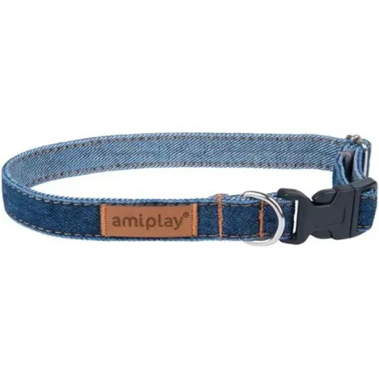 Amiplay Denim Jeans Small Collar - Модерен регулируем нашийник за кучета, 20-35 см./10 мм.
