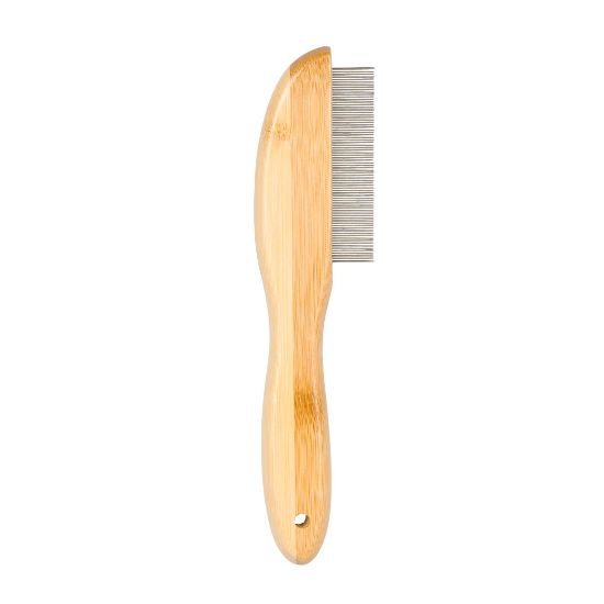 Duvo Plus Flea Comb - Бамбуков гребен за късокосмести кучета и котки, премахва бълхи и паразити 77 зъбци 21 см.