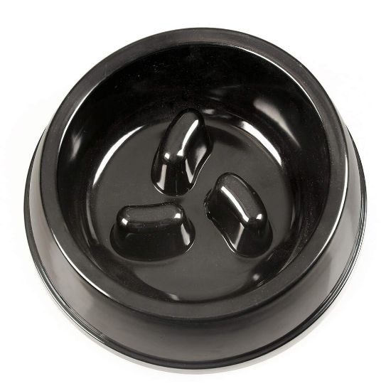 Duvo Plus Feeding Bowl Melamine Glossy No Gobble - Купа за кучета за бавно хранене от меланин 1100 мл. бяла/черна
