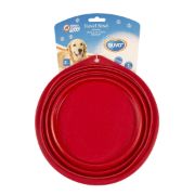 Duvo Plus Silicone Travel Bowl - Силиконова , сгъваема купа за храна и вода за кучета 2000 мл. червена / 22 см. 3