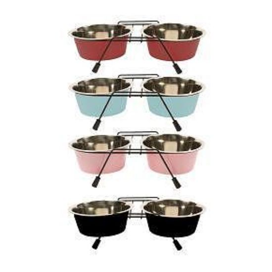 Duvo Plus - Метални купи за кучета за храна и вода с крачета против плъзгане,2 х 250 мл.