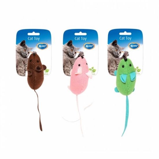 Duvo Plus Assortment Of Mice - Забавна котешка играчка - мишка с стимулираща играта котешка трева 9,5x4x6 см.
