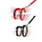 Duvo Plus Cat Walking - Комплект за котки, повод 125 см. с регулируем нагръдник 20-35 см./червен,черен 1