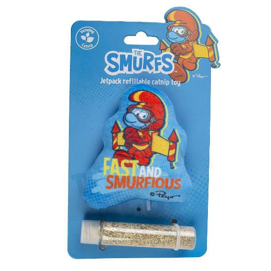 Duvo Plus Smurfs - Плюшена играчка за котки с катнип, 9Х2Х9 см.