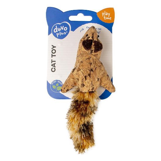 Duvo Plus - Котешка играчка във форма на катерица от корк, 17Х8Х4 см.