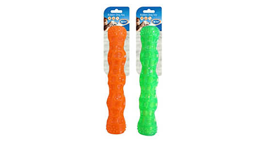 Duvo Plus TPR Stick Squeaky - Здрава, плаваща TPR играчка за кучета, почиства зъбите и масажира венците, 28 см.