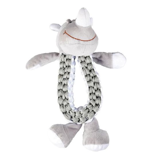 Duvo Plus Zoo Friends - Плюшена играчка за кучета във форма на носорог ринг, 32Х19Х10 см.