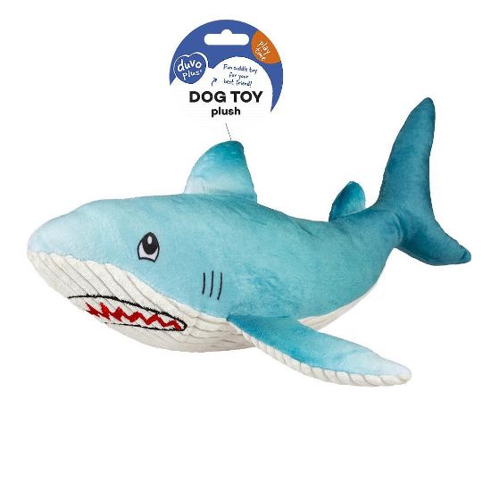 Duvo Plus Ocean - Плюшена акула за кучета, 35Х9Х7 см.