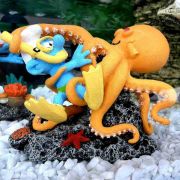 Duvo Plus Smurfs - Декорация за аквариуми във форма на октопод, 13,4x7,9x9,8 см. 3