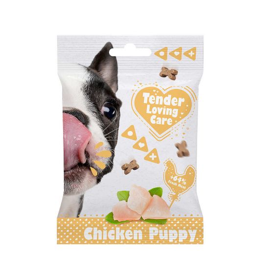 Duvo Plus Soft Snack Chicken Puppy - Лакомство, наградки за подрастващи кучета, снакс с меки хапки пилешко, 100 гр