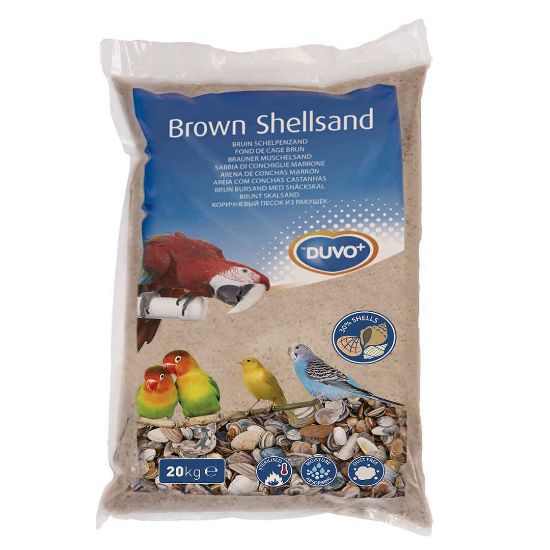 Duvo Plus Brown Shell Sand - Естествен кафяв пясък с миди и анасон за клетки на птици 5 кг.