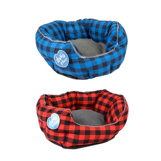 Duvo Plus Ranch - Елегантно овално легло за кучета и котки 41х38х20 см./синьо, червено