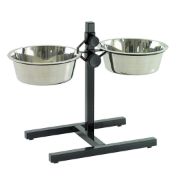 Duvo Plus Stand H-Foot with Bowls Black M - Метални купи за храна и вода със здрава стойка против плъзгане 56 см. - 2xØ24 см.2х3л. 1