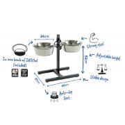 Duvo Plus Stand H-Foot with Bowls Black M - Метални купи за храна и вода със здрава стойка против плъзгане 56 см. - 2xØ24 см.2х3л. 2