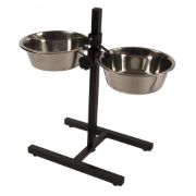 Duvo Plus Stand H-Foot with Bowls Black M - Метални купи за храна и вода със здрава стойка против плъзгане 56 см. - 2xØ24 см.2х3л. 4