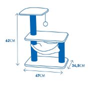 Duvo Plus Tokyo Bridge - Драскалка за котки с хамак и играчка топка, 47Х34,5Х62 см. 2