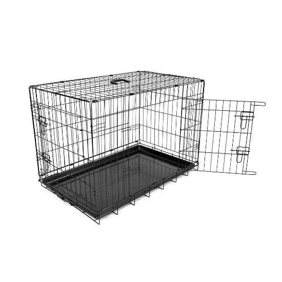 Duvo Plus Dog Crate 2Doors Plastic Tray XL - Сгъваема метална транспортна клетка за кучета с две врати 107x71x77см. черна