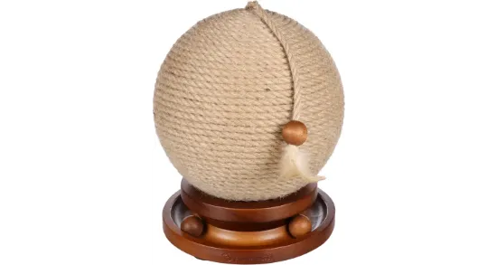 Flamingo Isabella - Сферична драскалка за котки с дървена стойка и игра с дървени топчета, 25 см