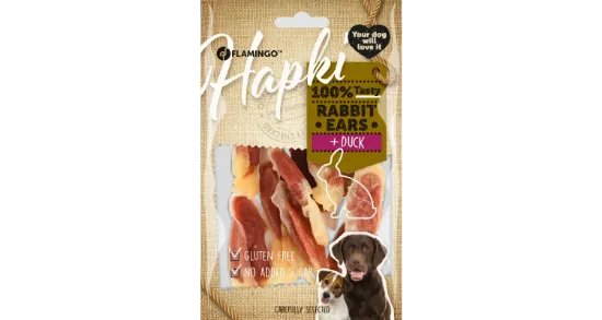 Flamingo Snacks - Вкусно лакомство за кучета, заешки уши с патешко, 1. 6 кг