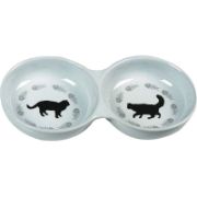 Flamingo Cat bowl - Порцеланова двойна купа за храна и вода за котки,3,5 x 11 x 22 см. 1