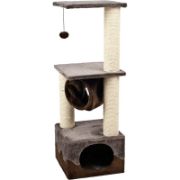 Flamingo Surfer 5 - Модерна драскалка за котки с място за криене, хамак за почивка и топче за игра, 35 x 35 x 102 см.- кафява 1