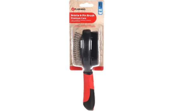 Karlie-Flamingo Blackline Large - Двулицева четка за кучета, 22,5 x 6,5 x 6,5 см.