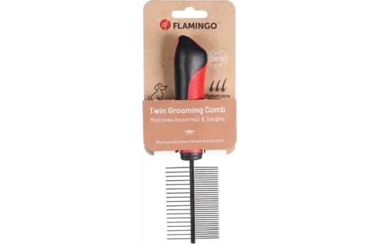 Flamingo Dog Grooming Comb Double - Двоен гребен за кучета , 30 см.