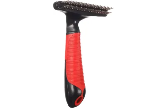 Flamingo Unterwoll-Harke - Двуредов метален гребен, къс, за кучета с въртящи се зъби, 16,5 x 11 x 6 см.