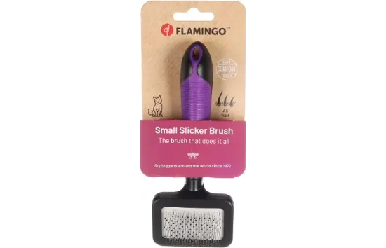 Flamingo - Четка за разресване на котки със силиконова дръжка, 17.5см х 10см х 4 см.