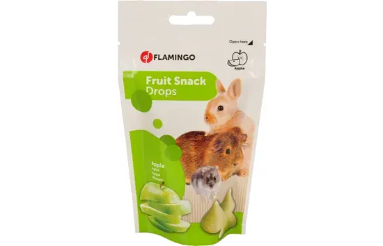 Flamingo Snacks Drops Apple - Вкусно лакомство за гризачи, снакс от ябълка, 75 гр.