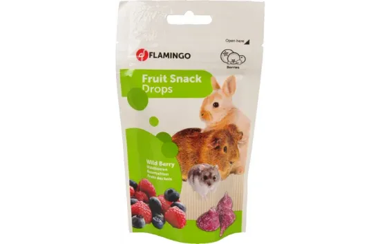 Flamingo Snacks Drops Forest fruit - Снакс за гризачи с горски плодове, 75 гр.