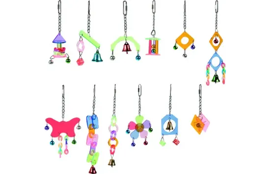 Flamingo - Играчки за клетка на птици, различни модели, +/- 3 x 3 x 14 см.