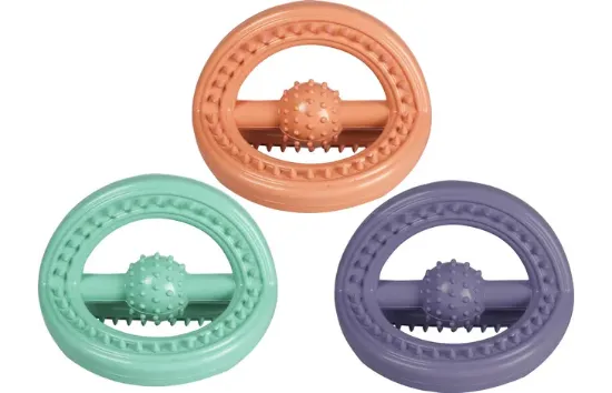 Flamingo Tri ring rubber - Дентална играчка за кучета за дъвчене, масажираща венците , 11/14.5 см./три цвята